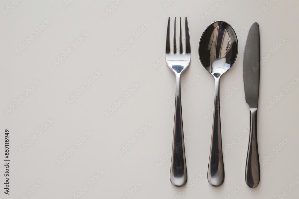 Aufkleber a set of utensils including knife, fork and spoon placed on a table