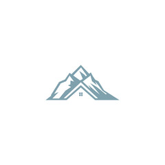 Mountain House in blue logo Design Vector 