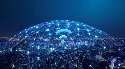 Wireless Network Over Cityscape