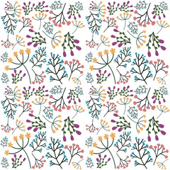 seamless pattern with different flowers color 