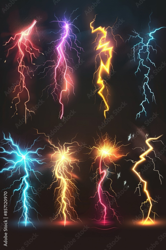 Poster A close-up view of a dark background with multiple lightning effects, providing an eerie and intense atmosphere