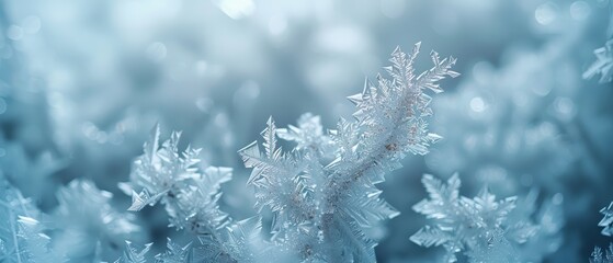 Delicate Ice Crystals on a Winter Window.