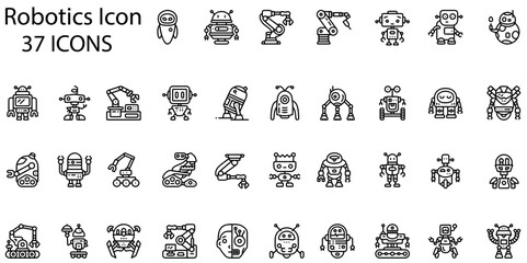 Set of robotics icons. Line art style icons bundle. vector illustration