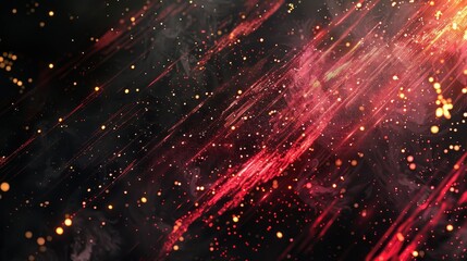 Fototapeta premium Bold black and crimson streaks with glowing effects and golden flecks attention-grabbing background