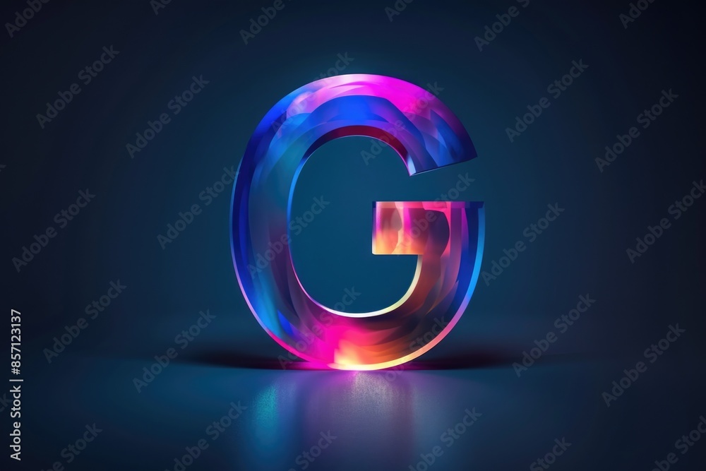 Poster A close-up of a letter G lit up with colorful lights, perfect for adding some flair to your designs or presentations
