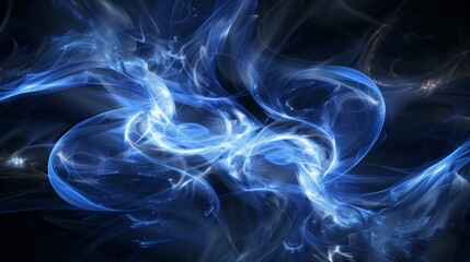 Abstract background with smoky deep blue patterns silver highlights and light beams background