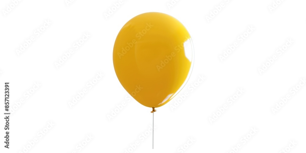 Poster A simple yellow balloon floating in the air with a string attached to it, perfect for illustrations and designs