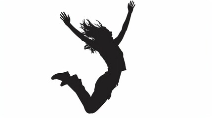 Silhouette of a person jumping in the air, celebratory pose, Human Silhouette, Freedom and exhilaration