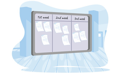 Agile business team of programmer working and make some planning on the scrum board. Whiteboard and process teamwork, scheme methodology. flat vector modern illustration show the workflow 