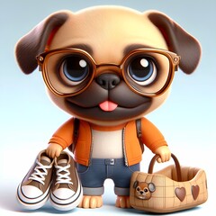Fototapeta premium ZD mascot dog pug, lifestyle