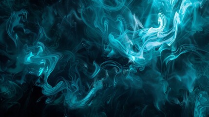 Obraz premium Abstract black and teal with swirling patterns and glistening light effects background