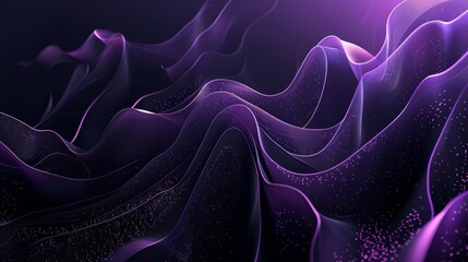 Obraz premium Abstract purple to black gradient with liquid textures and shimmering particles background
