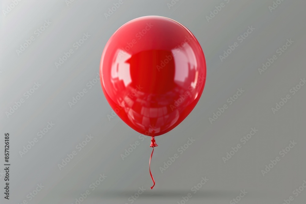 Poster a single red balloon floats in the air on a gray background