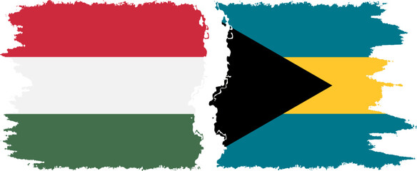 Bahamas and Hungary grunge flags connection vector