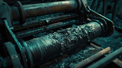 A close-up view of a machine that has been damaged by fire, suitable for use in stories about industrial accidents or environmental disasters