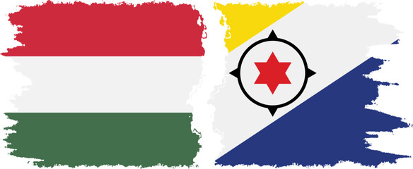 Bonaire and Hungary grunge flags connection vector