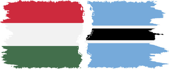 Botswana and Hungary grunge flags connection vector