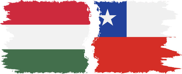 Chile and Hungary grunge flags connection vector