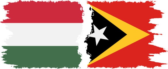 Timor-Leste - East Timor and Hungary grunge flags connection vector