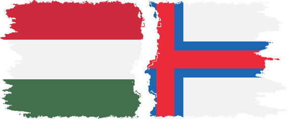 Faroe Islands and Hungary grunge flags connection vector
