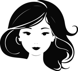 Silhouette Design of a girl face, White Background , Vector 