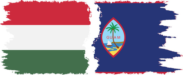 Guam and Hungary grunge flags connection vector