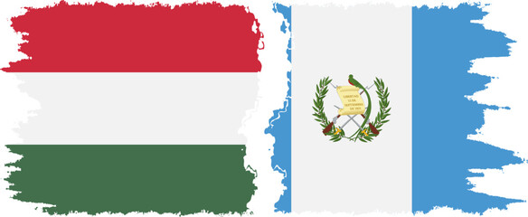 Guatemala and Hungary grunge flags connection vector