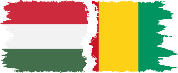 Guinea and Hungary grunge flags connection vector