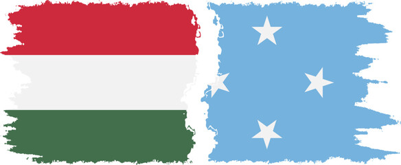 Federated States of Micronesia and Hungary grunge flags connection v