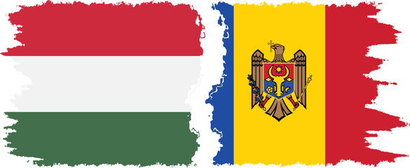 Obraz premium Moldova and Hungary grunge flags connection vector