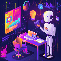  Concept of AI System with D Hologram of Human Brain and Computer Hardware Parts. Concept AI System, 3D Hologram, Human Brain, Computer Hardware Parts, Technology Integration