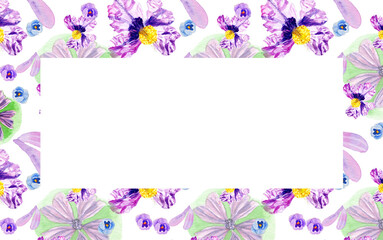 Cornice floreale rettangolare con fiori di campo