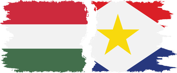Saba and Hungary grunge flags connection vector