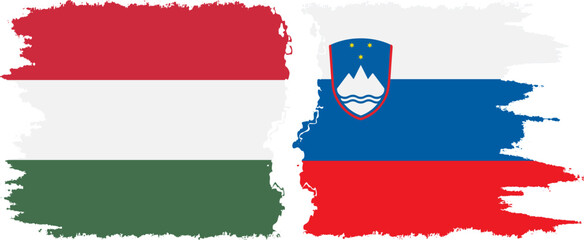 Slovenia and Hungary grunge flags connection vector