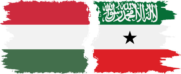 Somaliland and Hungary grunge flags connection vector