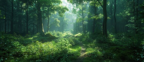 Obraz premium Sunbeams Through The Forest.