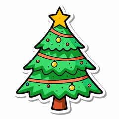 cartoon-christmas-tree-marker--white-background