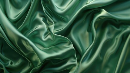 Beautiful green silk fabric background.