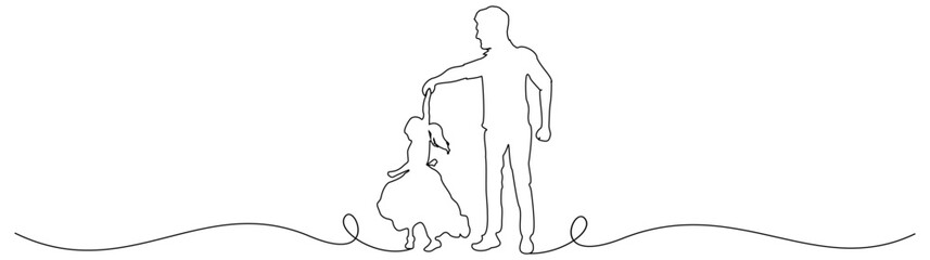 vector line art of father and daughter dancing