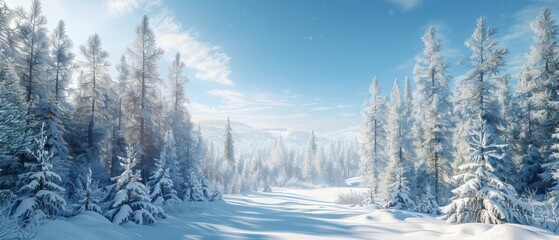 Obraz premium Snowy Winter Forest Landscape.