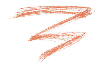 Orange pencil strokes isolated on transparent background.
