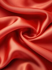 Obraz premium Vibrant red silk fabric with a smooth texture, elegantly folded creating a luxurious and eye-catching pattern. Ideal for backgrounds and textures.