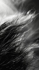 Obraz premium Golden strands caught up in the tempestuous winds. Black and white art