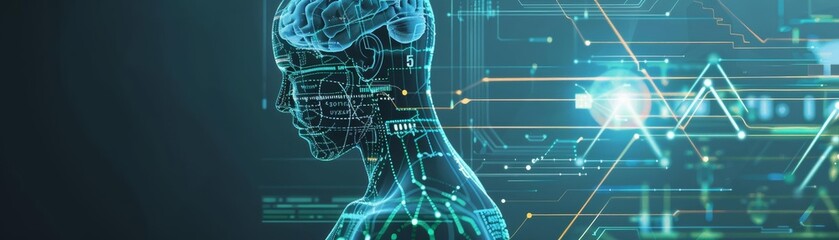 Obraz premium A high-tech abstract image of health technology with intricate data pathways and glowing medical elements