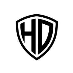 letter HD shield emblem logo