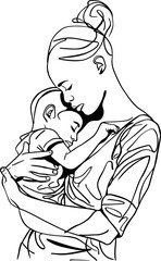 minimalist illustration of the tender bond between an African mother and her child