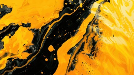 Abstract fluid motion with color yellow and black vibrant details