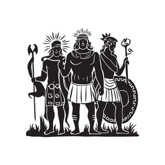 Greek gods Shilaouttes Vector Illustration