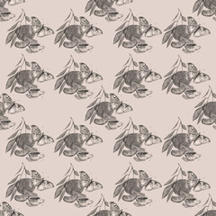 cup of tea and orange with butterfly