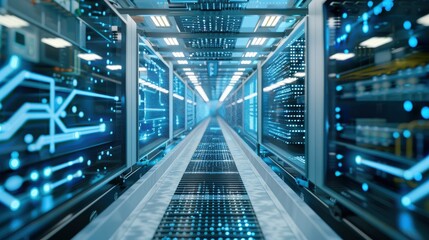 Fototapeta premium Advanced semiconductor processing equipment in a high-tech facility